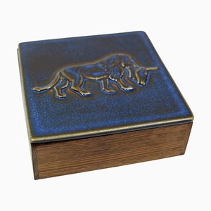 Caja de cerámica y palisandro, años 60