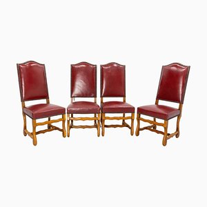 Französische Louis XIII Esszimmerstühle aus Eiche von Os De Mouton, 1960, 4er Set