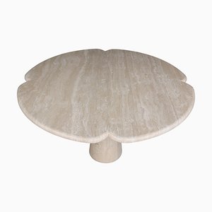 Mid-Century Modern Flower Shaped Top Travertine Dining Table, Italy, 1970s