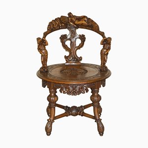 19th Century Italian Hand Carved Walnut Armchair in the style of Andrea Brustolon