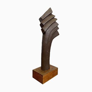 Belgian Abstract Sculpture in Ceramic with Bronze Textured Style Finish, 1960s