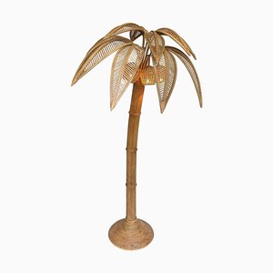 Große Palm Tree Stehlampe aus Rattan