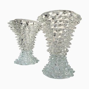 Large Barovier Rostrato Hand Blown Lamps in Glass, Set of 2