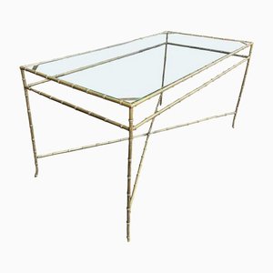 Coffee Table in Faux Bamboo and Brass from Maison Bagues, 1960s