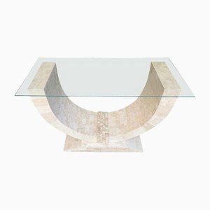 Tessellated Marble Console Table with Bevelled Glass Top from Maitland Smith, 1980s