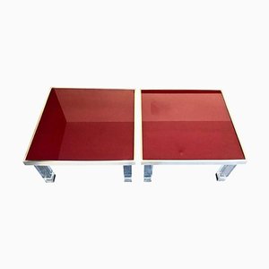 Tavolini in vetro rosso e acrilico, anni '70, set di 2