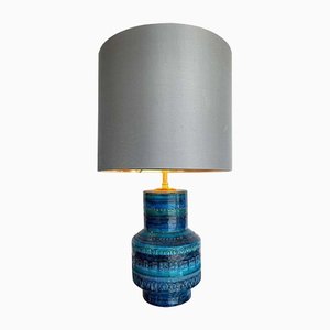 Lampada Bitossi in ceramica blu di Aldo Londi, anni '60