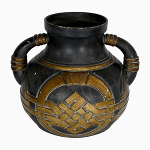 Anthracite and Golden Terracotta Vase, 1900s