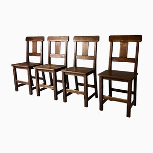 Antique Oak Dining Chairs, 1890s, Set of 4