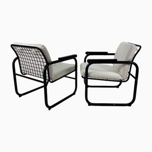SPostmodern Black and White Armchairs, 1980s, Set of 2