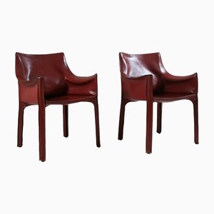 Cab 413 Armchairs by Mario Bellini for Cassina, Italy, 1970s, Set of 2