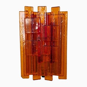 Orange Acrylic and Metal Wall Lamp by Claus Bolby for Cebo Industri, Denmark, 1960s
