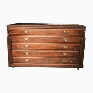Early 20th Century Pine Chest of Drawers with Brass Details