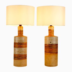 Danish Table Lamps in Stoneware from Tue Poulsen Studio, 1960s, Set of 2