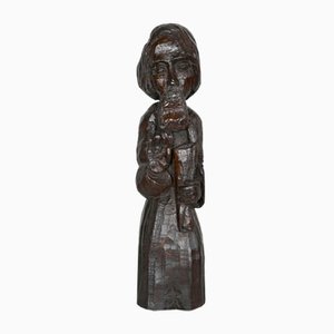 Statua religiosa in legno intagliato, anni '50