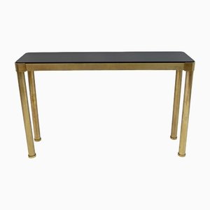 Mid-Century Italian Modern Glass and Brass Console Table by Luciano Frigerio, 1970s