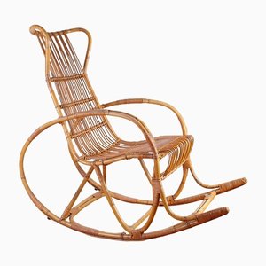 Mid-Century Rocking Chair in Rattan from Uluv, 1960s