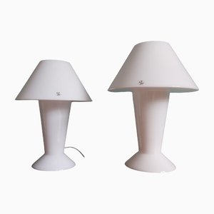 Lámparas Mushroom de vidrio opalino de Peill & Putzler. Juego de 2