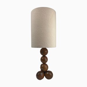 Dutch Handcrafted Wooden Sphere Ball Table Lamp, 1972