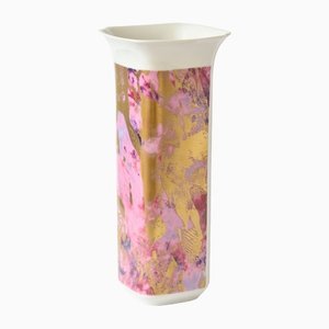 Pink and Gold Porcelain Vase from Hutschenreuther, 1970s