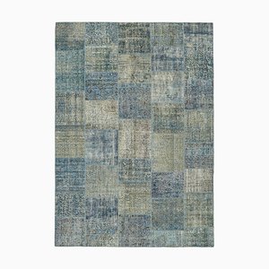 Blauer Vintage anatolischer Teppich aus Baumwolle