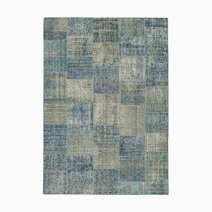 Tapis Anatolien Vintage en Coton Bleu