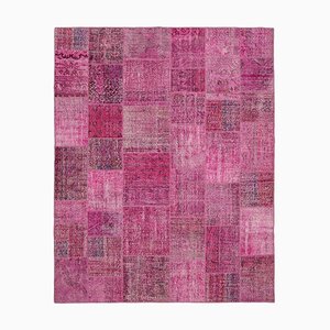 Tappeto vintage anatolico in cotone rosa