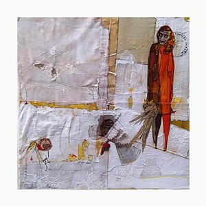 Audrey Margeridon, Nouveau Copain, 2022, Inchiostro e collage su tela