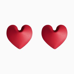 Perchas rojas con forma de corazón de Zieta. Juego de 2