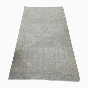 Antique Turkish Oushak Runner Rug in Faded Wool