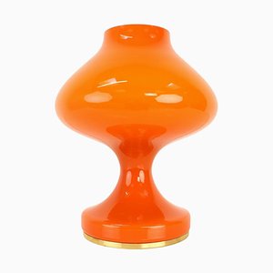 Lámpara de mesa de vidrio naranja atribuida a Valasske Mezirici, años 70