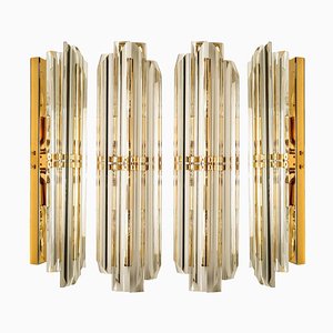 Murano Glass and Gilt Brass Sconce in the style of Venini, 1960s