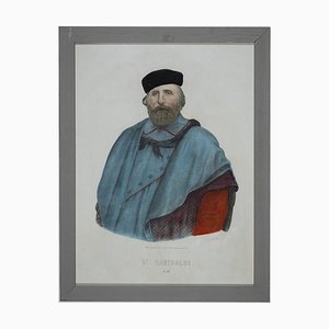 Desconocido, Retrato de Giuseppe Garibaldi, Litografía, siglo XIX, Enmarcado