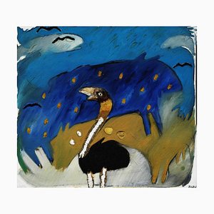 Claudio Bissattini, Fantasy Tiere, Acryl auf Leinwand, 1980er