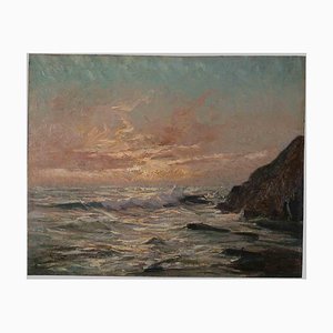 Gino Pira, Sea and Rocks, óleo sobre lienzo, 1937