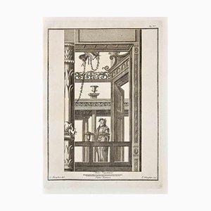 Giovanni Elia Morghen, Ancient Roman Fresco Herculaneum, Original Etching, 18th Century