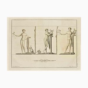 Giovanni Elia Morghen, Ancient Roman Fresco Herculaneum, Original Etching, 18th Century