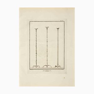 Vincenzo Aloja, Herculanum Fresque Romaine, Gravure Originale, 18ème Siècle