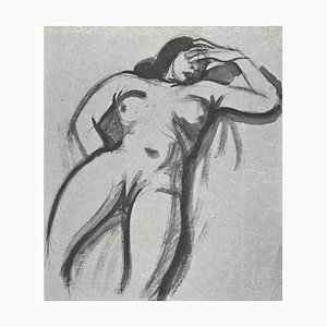 Jean Delpech, Nudo, Acquarello originale, metà XX secolo