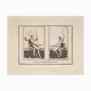 Guglielmo Morghen, antico affresco romano, acquaforte originale, XVIII secolo