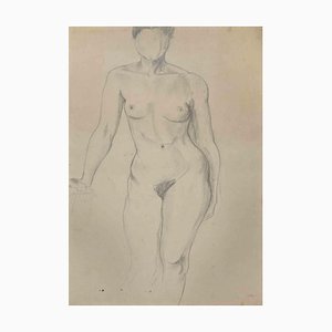 Jean Delpech, Nude, Original Pencil Drawing, Mid-20th Century