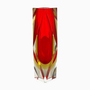 Große rote Sommerso Vase aus Muranoglas von Flavio Poli, Italien, 1970er