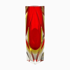 Große rote Sommerso Vase aus Muranoglas von Flavio Poli, Italien, 1970er