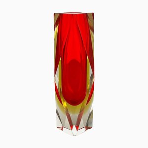 Large Red Murano Glass Sommerso Vase attributed to Flavio Poli, Italy, 1970s