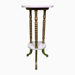 Grande Table d'Appoint Style Empire avec Plateaux Ronds en Marbre, 1900s