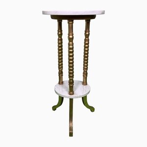 Tall Empire Style Side Table with Round Marble Tops, 1900s