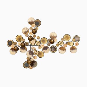 Vintage Brass Raindrops Wall Sculpture by Curtis Jere, 1971