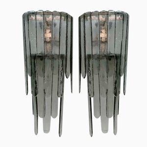 Cascata Wandlampen aus gemeißeltem Murano Glas von Carlo Nason für Mazzega, 1960er, 2er Set