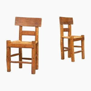 Pine Wabi Sabi Dining or Side Chairs, 1960s, Set of 2