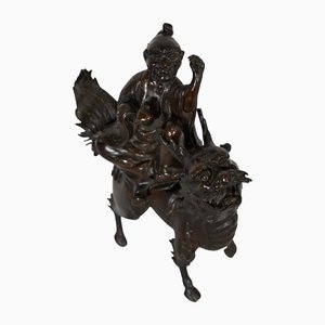 Chinesische Bronzefigur mit Foo Hund, frühes 20. Jh